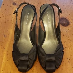 Black Satin Size 8 Nine West Heels